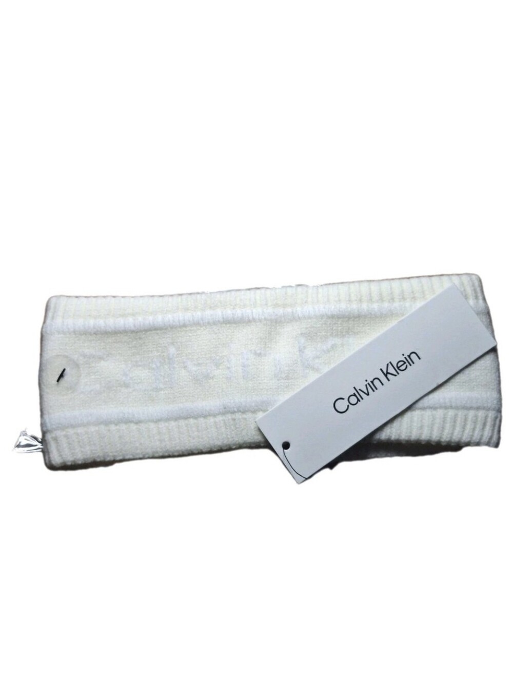 New Calvin Klein Athletic Headband Soft White Cream Sweat Band Or Winter Beanie